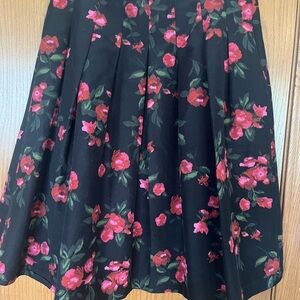 Talbots Black and Pink Pleated Midi Skirt